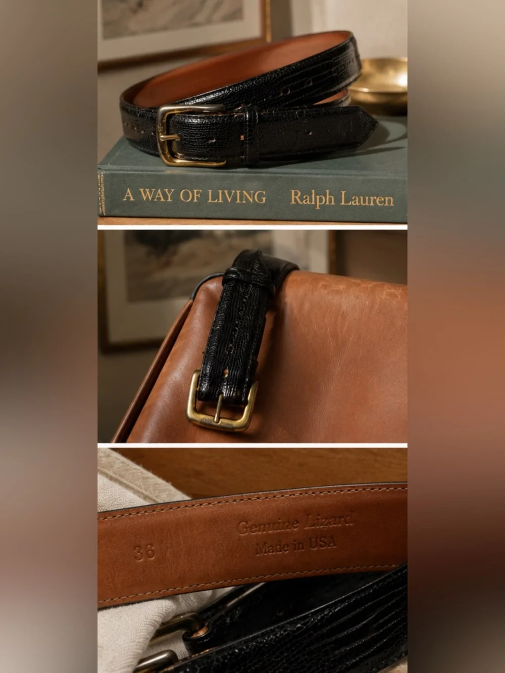 Vintage Ralph Lauren Genuine Lizard Belt Men’s/Unisex Size 36